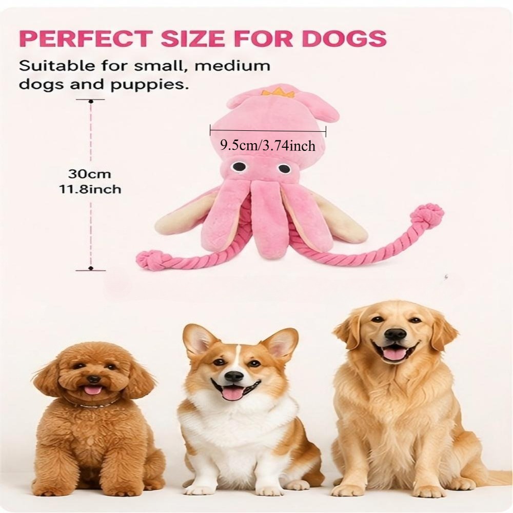 巨大なぬいぐるみタコ型犬用噛み玩具、耐久性のある綿ロープの脚 - Dog Rope Toy Aggressive Chewers のレビューと価格