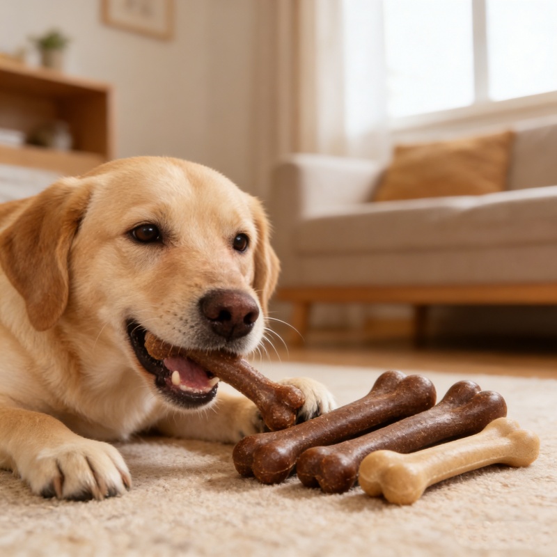 犬用耐久性のある牛肉風味の噛むおもちゃ、骨型犬用インタラクテ - Teeth Cleaning Dog Chew Bone のレビューと価格
