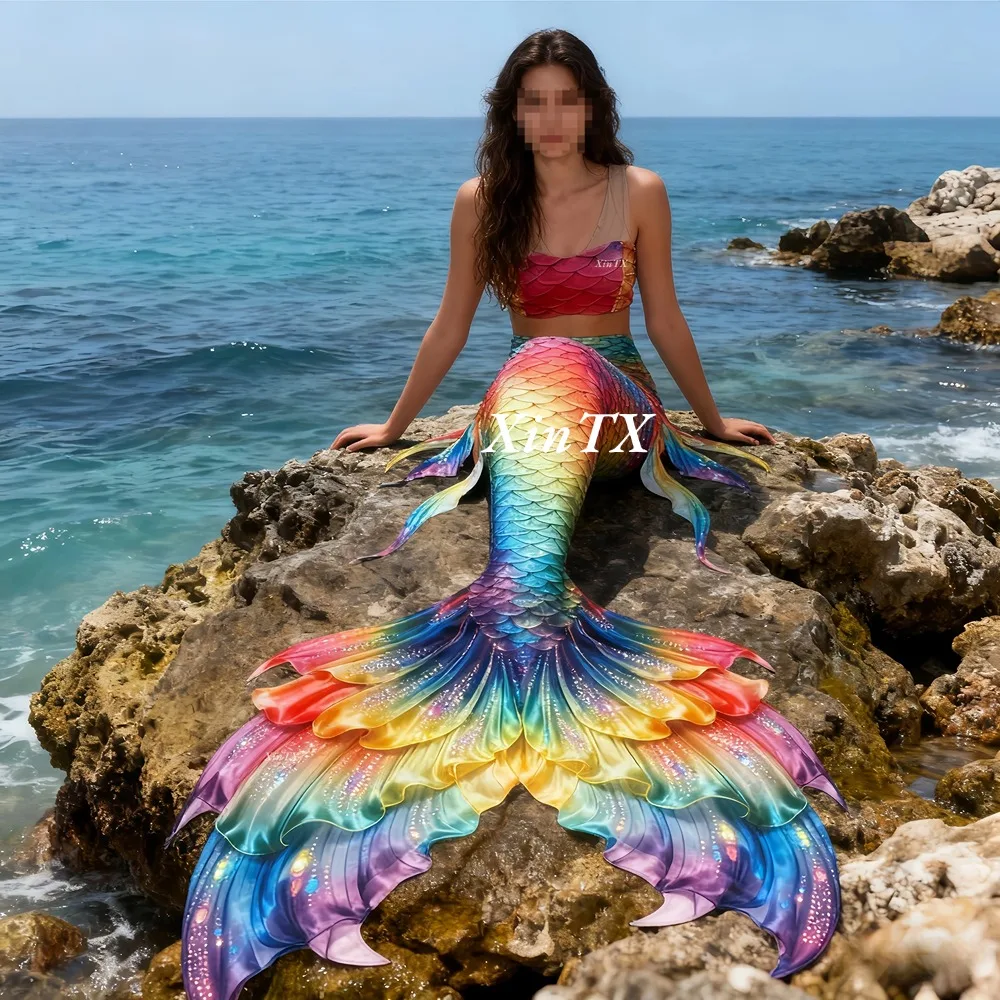 マーメイドテール虹色の大きな女性用テール水着、ダイビング、水 - Aquarium のレビューと価格