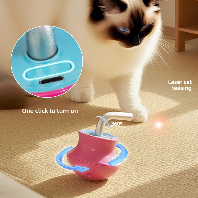 自動猫用おもちゃ：インタラクティブな羽根棒、レーザーポインタ - Laser Pointer Cat Toy Automatic のレビューと価格