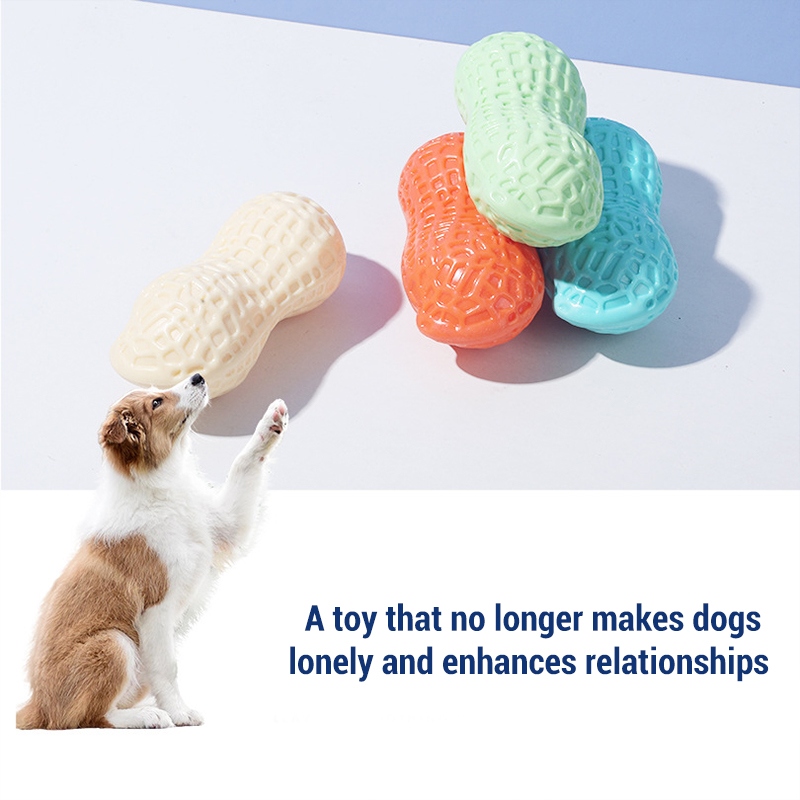 鳴き笛入りピーナッツ型犬用噛むおもちゃ、耐久性のあるゴム製、 - Teeth Cleaning Dog Chew Bone のレビューと価格
