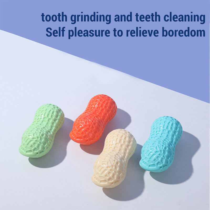 鳴き笛入りピーナッツ型犬用噛むおもちゃ、耐久性のあるゴム製、 - Teeth Cleaning Dog Chew Bone のレビューと価格