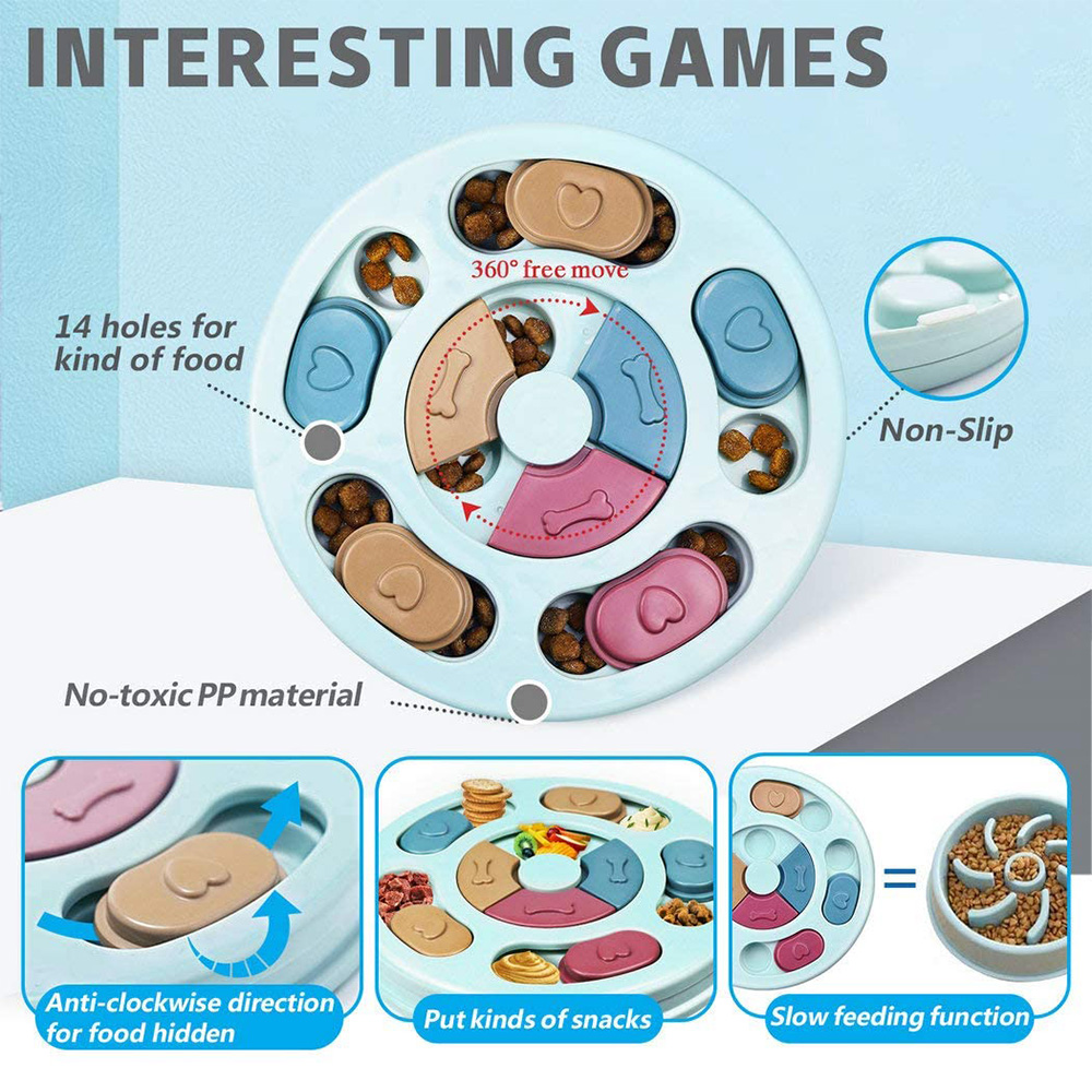 犬用のインタラクティブな回転式ターンテーブル,おもちゃのフー - Dog Puzzle Feeder Toy のレビューと価格