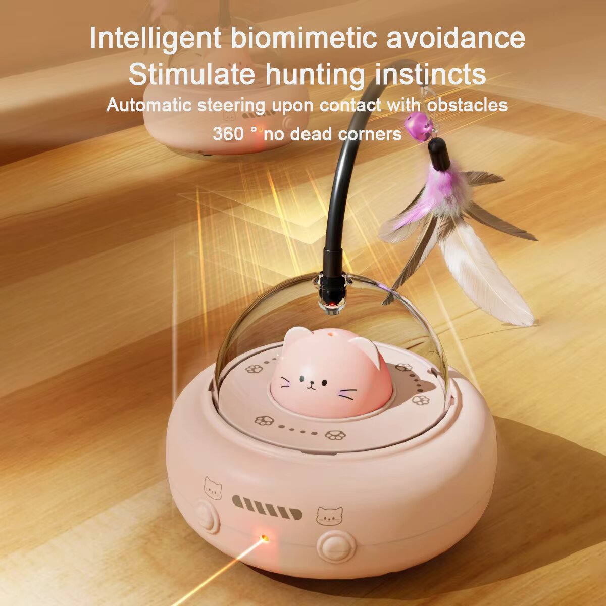3-in-1自動猫じゃらしロボット、羽根付きワンド、レーザー - Laser Pointer Cat Toy Automatic のレビューと価格