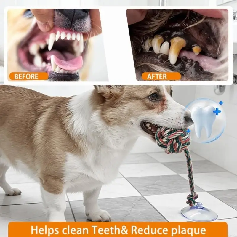 楽しく安全な犬用噛むおもちゃ 強力な吸盤付き綿ローププルおも - Suction Cup Dog Tug Toy のレビューと価格