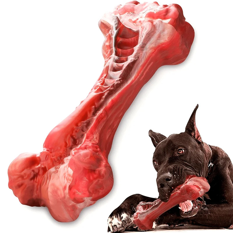 超頑丈で壊れない犬用噛むおもちゃ、丈夫な天然ゴムの骨、大型犬 - Teeth Cleaning Dog Chew Bone のレビューと価格