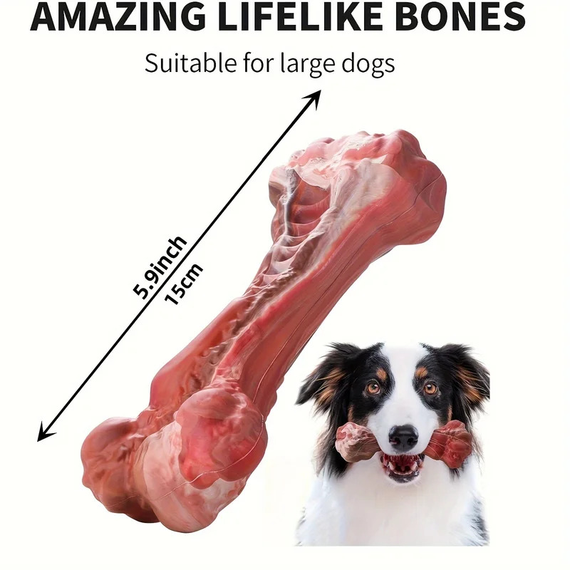 超頑丈で壊れない犬用噛むおもちゃ、丈夫な天然ゴムの骨、大型犬 - Teeth Cleaning Dog Chew Bone のレビューと価格