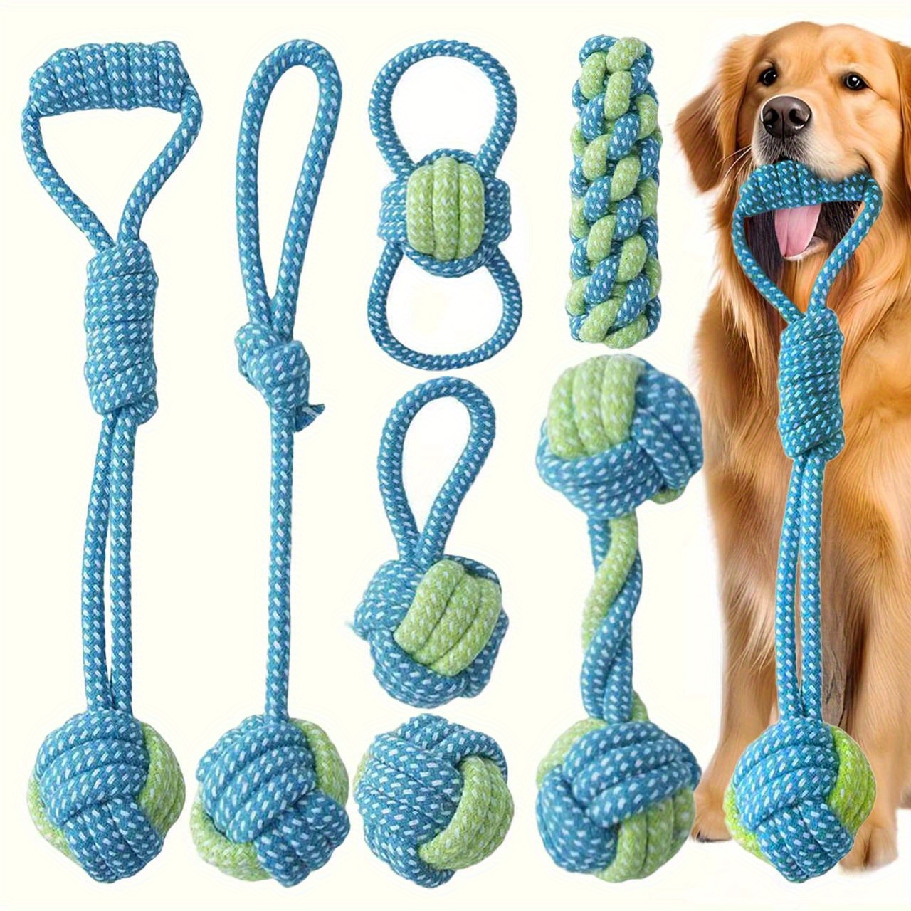 7個入りインタラクティブノットトイ耐久性トレーニングセット、 - Dog Rope Toy Aggressive Chewers のレビューと価格