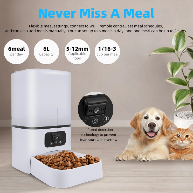 【2026】6Lインテリジェント自動給餌器、ナイトビジョンカ - Pet Feeders のレビューと価格