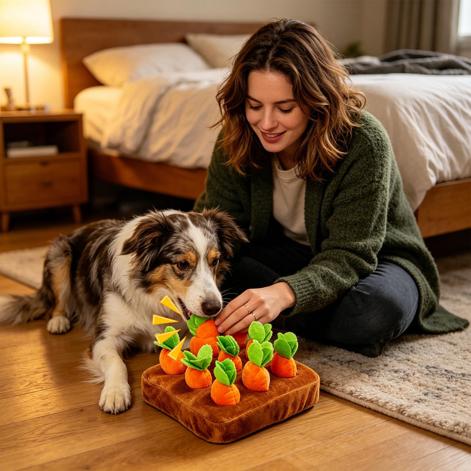 スナッフルマット キャロット型 スローフィーダー 知育玩具  - Snuffle Mat For Dogs のレビューと価格