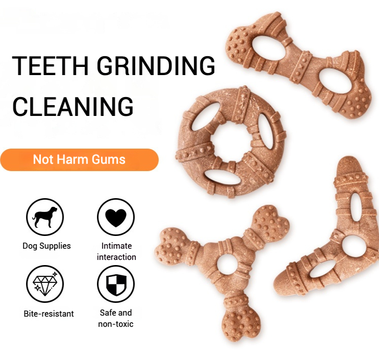 模造骨臼歯型犬用おもちゃ、耐久性のある木粉入り噛む棒、子犬や - Teeth Cleaning Dog Chew Bone のレビューと価格