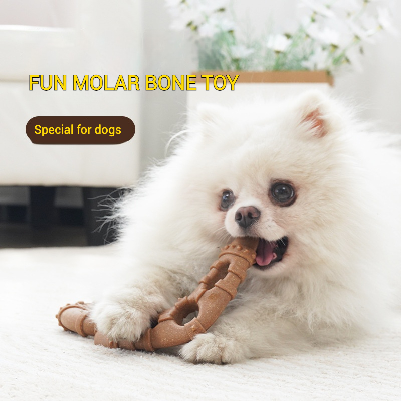 模造骨臼歯型犬用おもちゃ、耐久性のある木粉入り噛む棒、子犬や - Teeth Cleaning Dog Chew Bone のレビューと価格