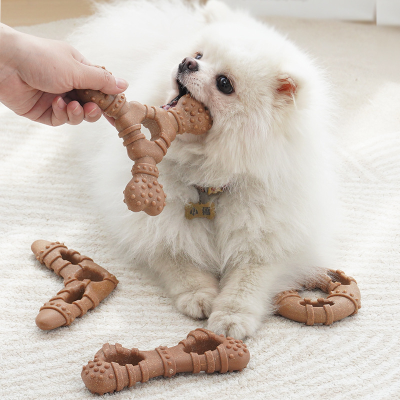 模造骨臼歯型犬用おもちゃ、耐久性のある木粉入り噛む棒、子犬や - Teeth Cleaning Dog Chew Bone のレビューと価格