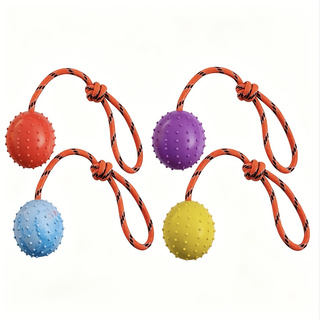 2個セットの耐久性のあるゴム製犬用ボール（ロープ付き）、噛み - Dog Rope Toy Aggressive Chewers のレビューと価格