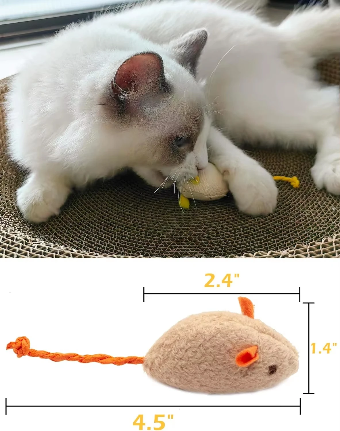 5個入りガラガラ猫用おもちゃ、また、猫用ニップ入りフェイクフ - Catnip Interactive Plush Mouse のレビューと価格