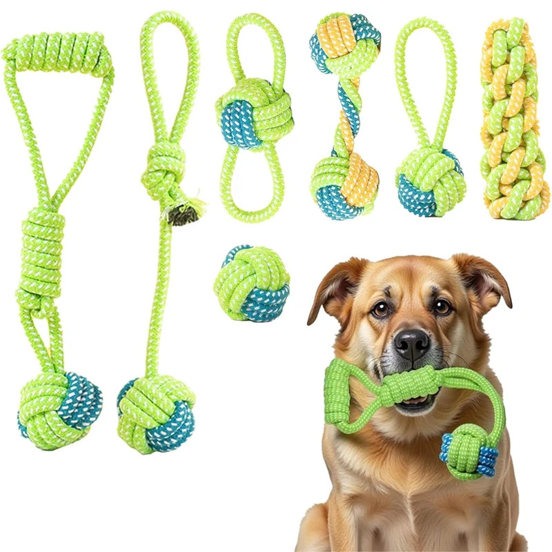 1/7パック ヘビーデューティー犬用引っ張りおもちゃ 噛む力 - Dog Rope Toy Aggressive Chewers のレビューと価格