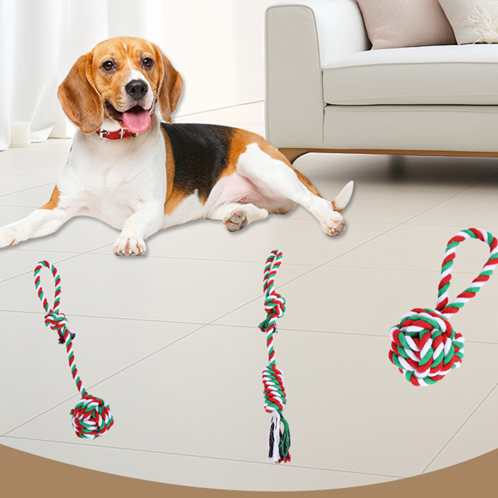 犬用噛むロープおもちゃセット クリスマスロープ結び目子犬用歯 - Dog Rope Toy Aggressive Chewers のレビューと価格